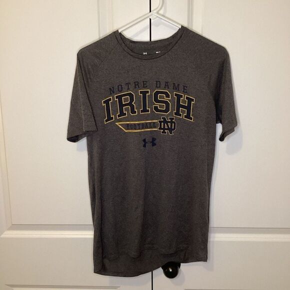 Men's Under Armour Notre Dame Football Tshirt small‎ gray - Picture 1 of 4